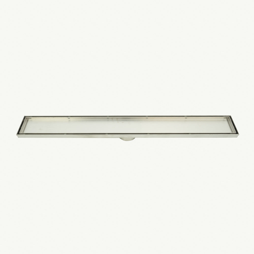 Linear Tile Insert Floor Grate (Brushed Satin) 100mm x 800mm (74mm Outlet)