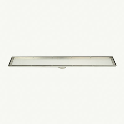 Radiant Linear Tile Insert Floor Grate (Brushed Satin) 100mm x 800mm (74mm Outlet)