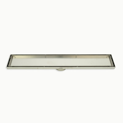 Radiant Linear Tile Insert Floor Grate (Brushed Satin) 100mm x 600mm (74mm Outlet)