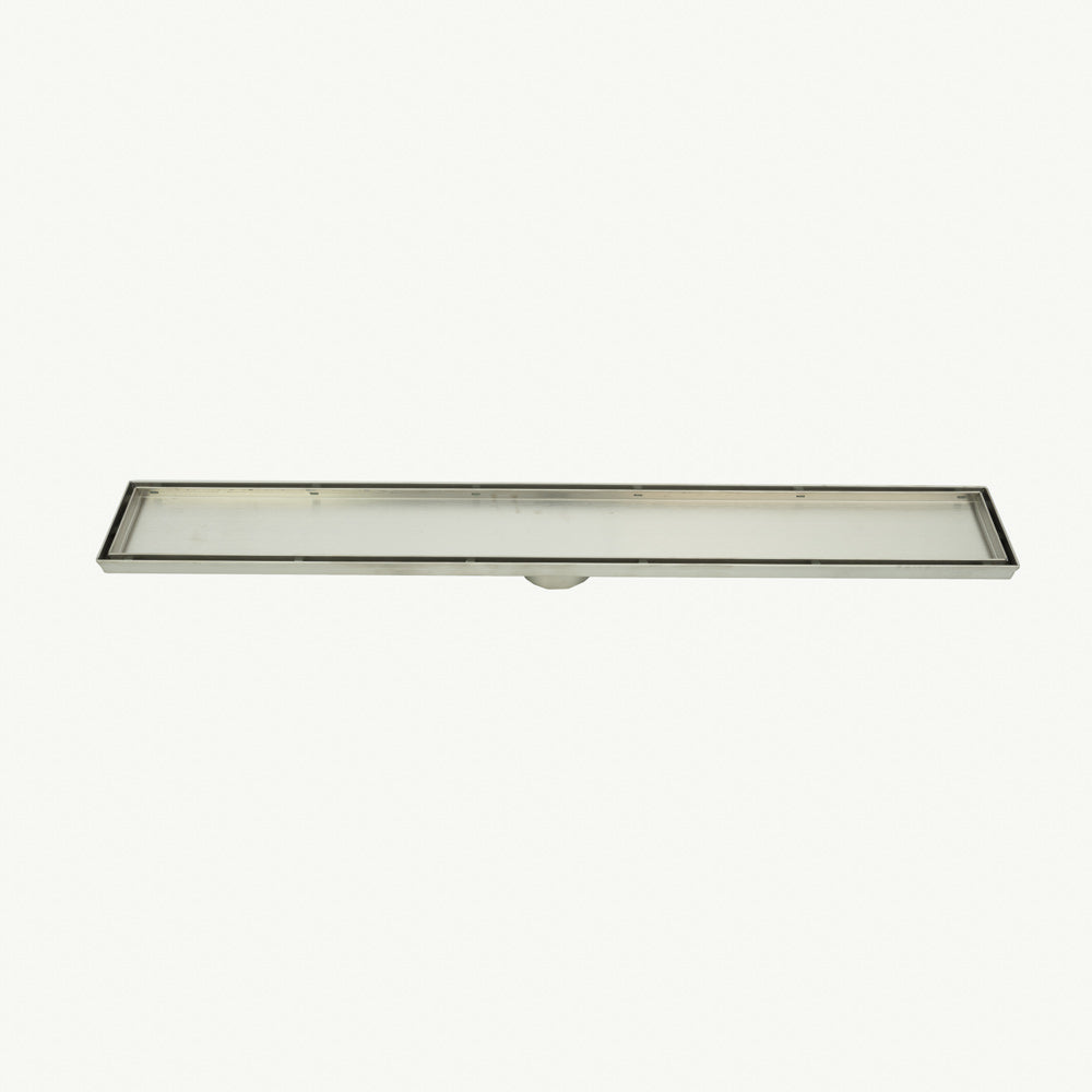 Linear Tile Insert Floor Grate (Brushed Satin) 100mm x 900mm (74mm Outlet)