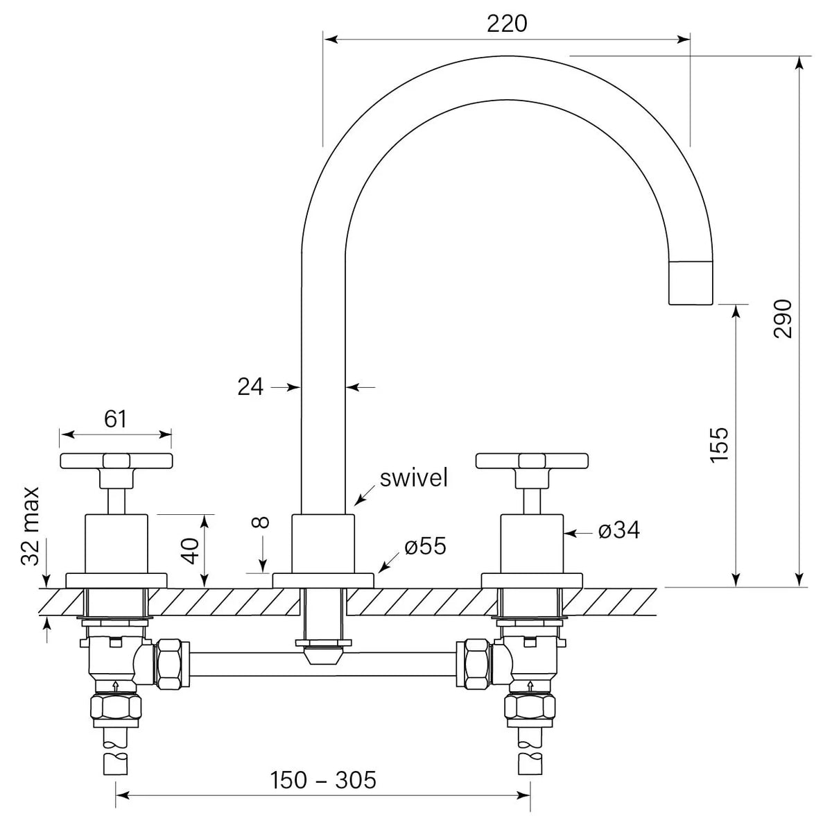 Faucet Strommen Chisel D Sink Set Hob dimensions