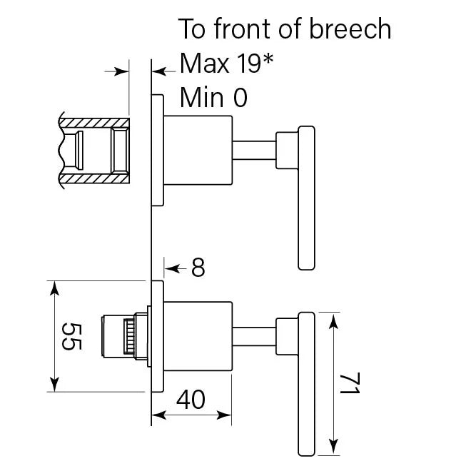 Faucet Strommen Chisel D Lever Wall Tap Pr dimensions