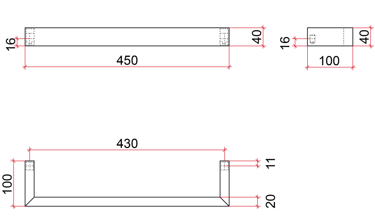 Thermogroup Thermorail 12V Square Single Bar Heated Towel Rail Polished Stainless Steel