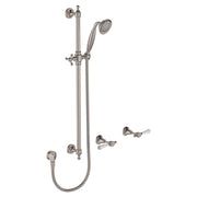 Fienza Lillian Lever Rail Shower Set Brushed Nickel with Ceramic White Handle