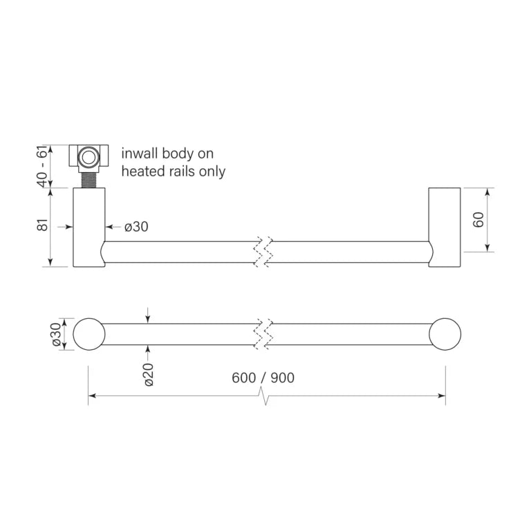 Faucet Strommen Pegasi NF Heated Towel Rail 900