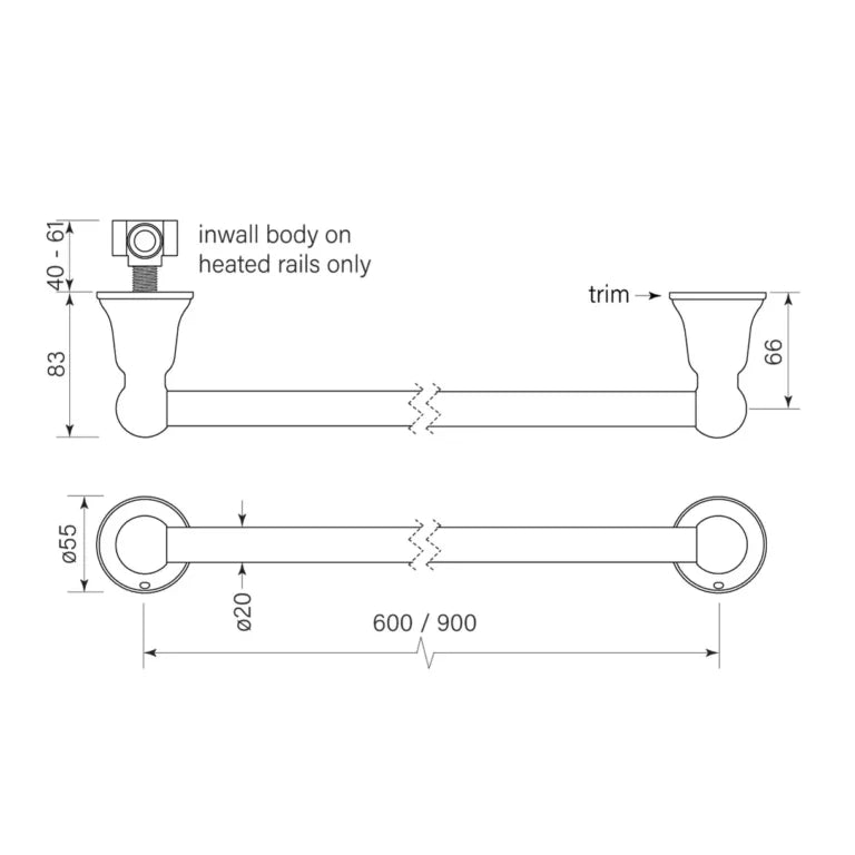 Faucet Strommen Cascade Heated Towel Rail 900