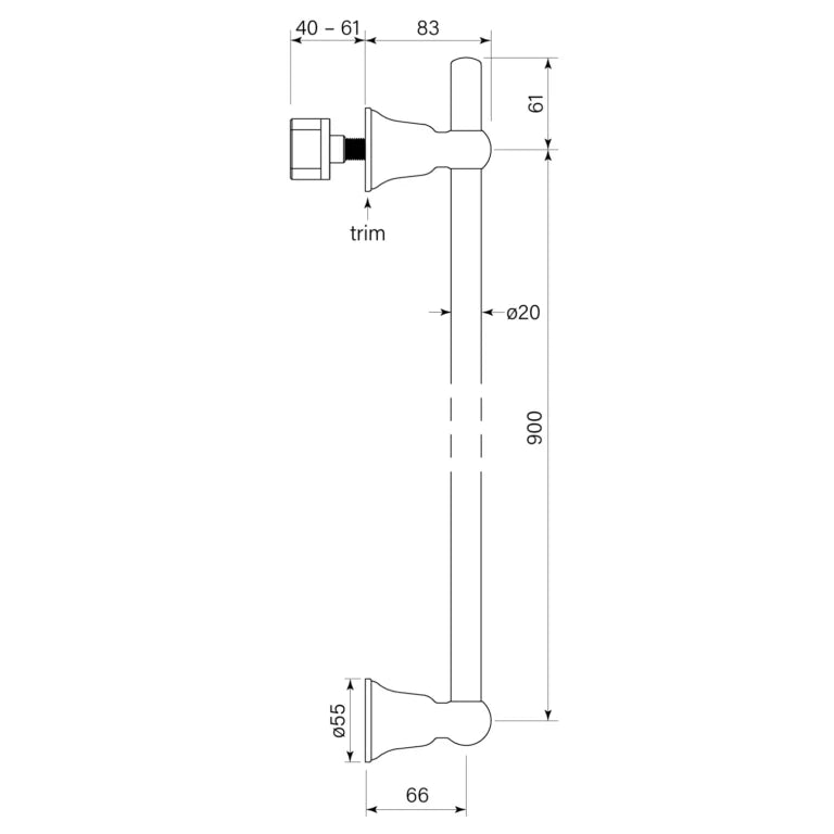 Faucet Strommen Cascade Vertical Heated Towel Rail W TBar