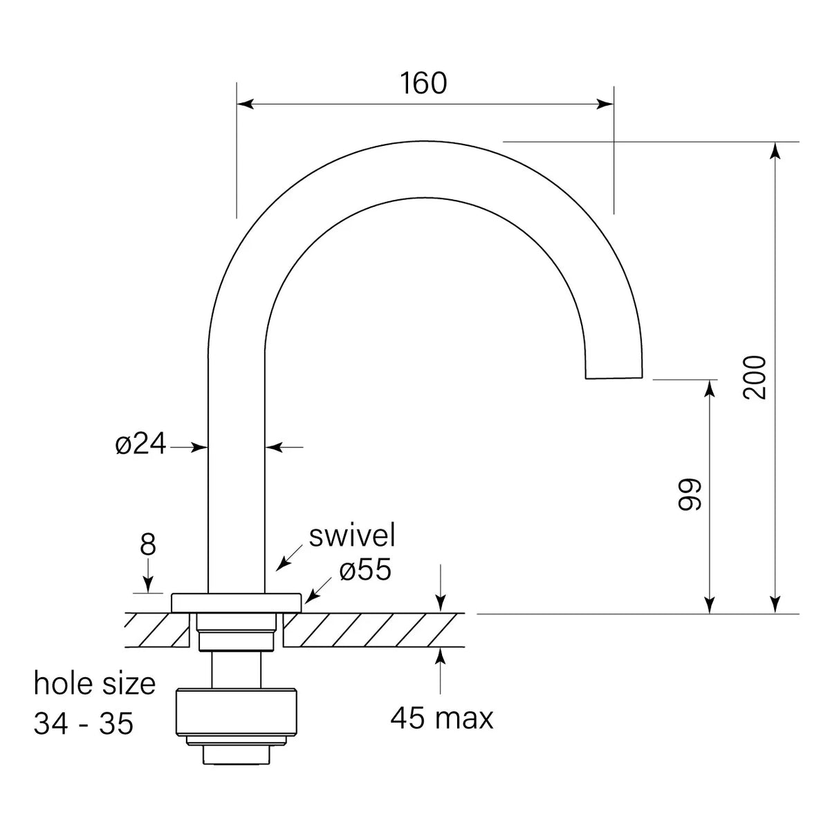 Faucet Strommen Zero Basin Outlet