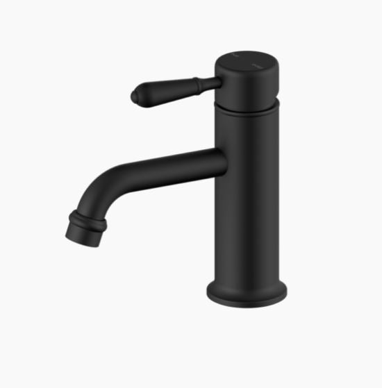 NERO YORK STRAIGHT BASIN MIXER WITH METAL LEVER