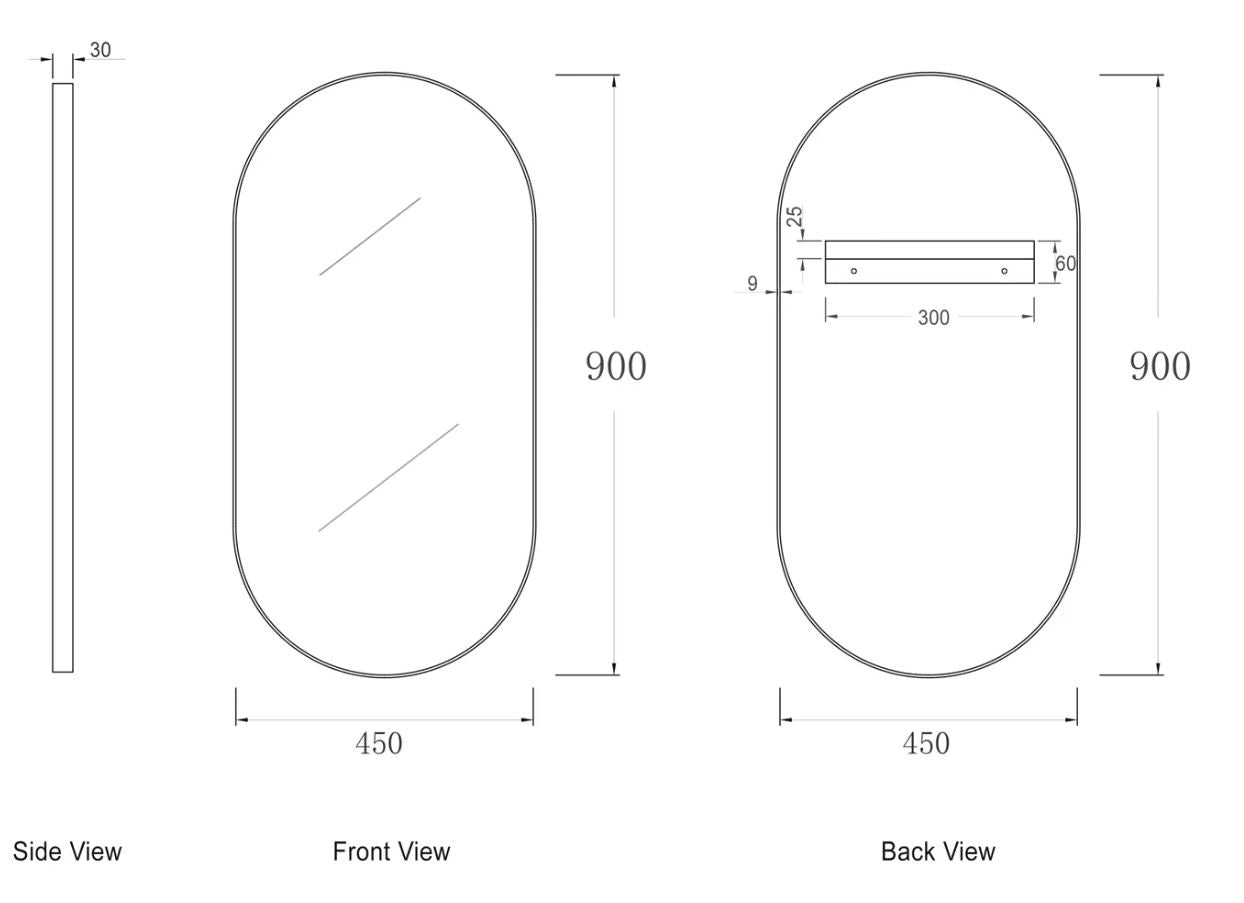 NOOSA OVAL MATTE BLACK FRAMED