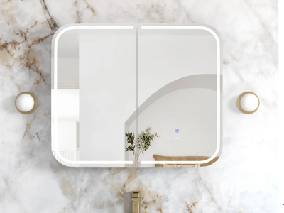 LED Newport 900(W)x750(H) White Shaving Cabinet - Premium Edition