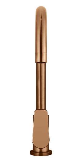Meir Round Gooseneck Kitchen Mixer Tap with Paddle Handle - Lustre Bronze