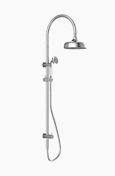 NERO YORK TWIN SHOWER WITH WHITE PORCELAIN HAND SHOWER