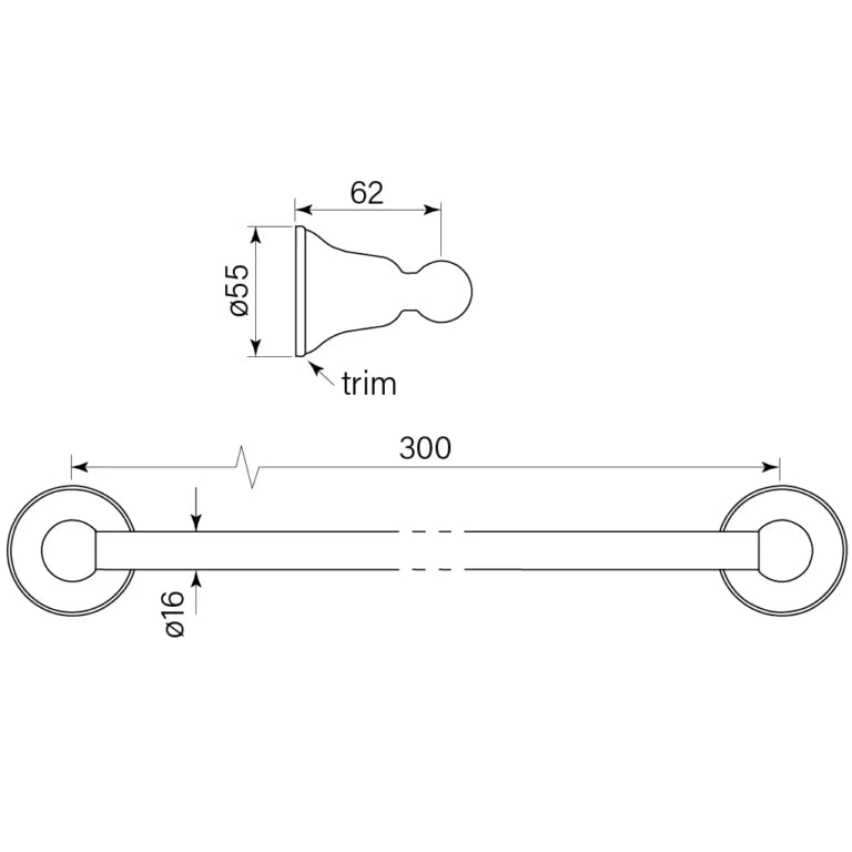 Faucet Strommen Cascade Hand Towel Rail Single 300