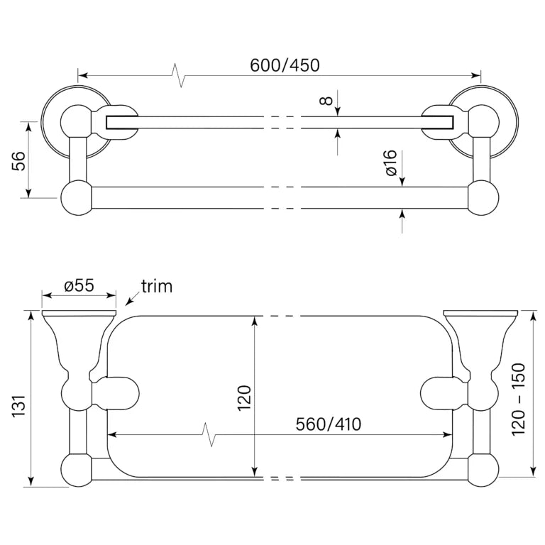 Faucet Strommen Cascade Glass Shelf and Rail 600