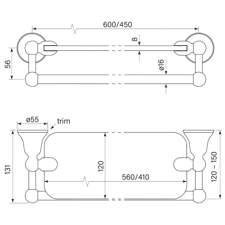 Faucet Strommen Cascade Glass Shelf and Rail 450