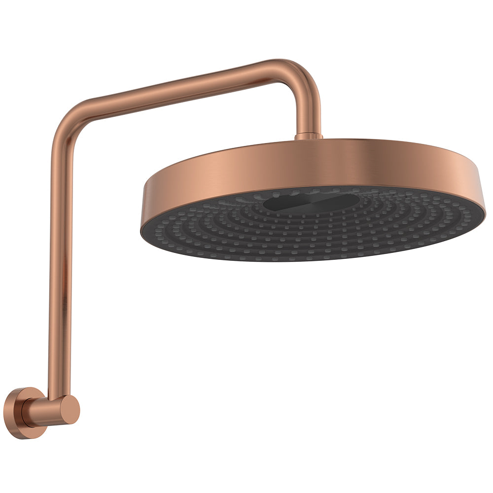 Fienza Kuro Gooseneck Shower Arm Set Round Head Brushed Copper
