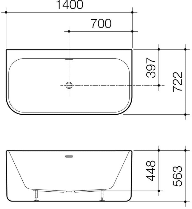 Caroma Luna 1400 Back to Wall Bath