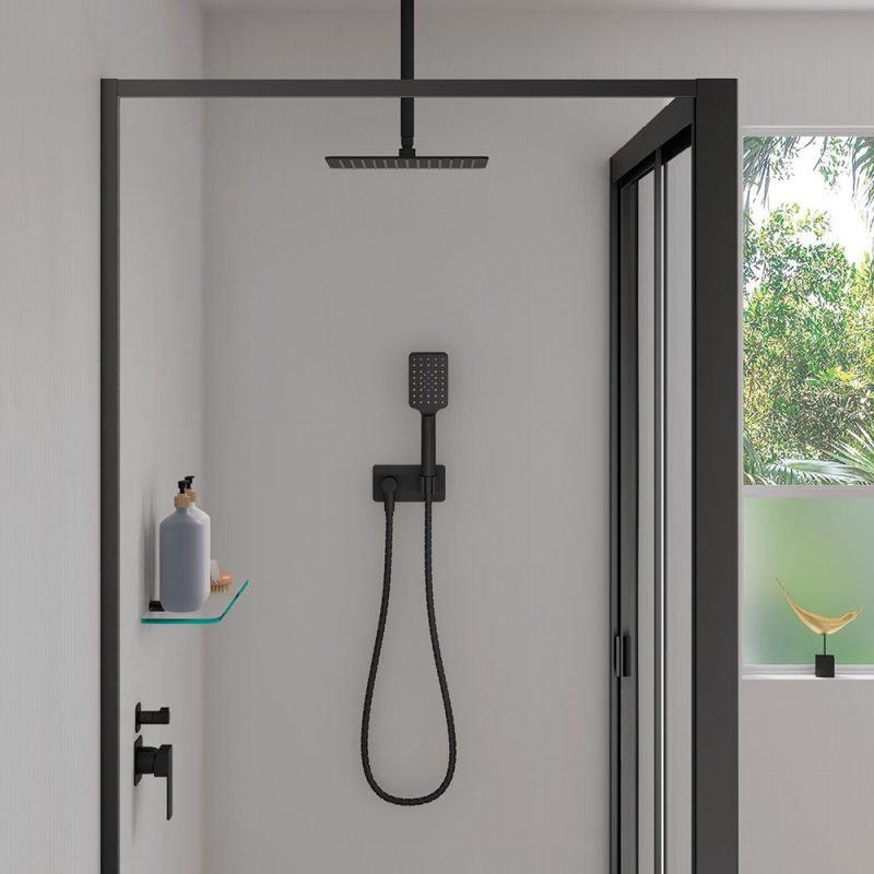 Fienza Tono Hand Shower Rectangular Plate Matte Black