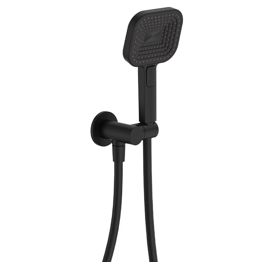 Fienza Kuro Hand Shower Round Plate Soft Square Head Matte Black