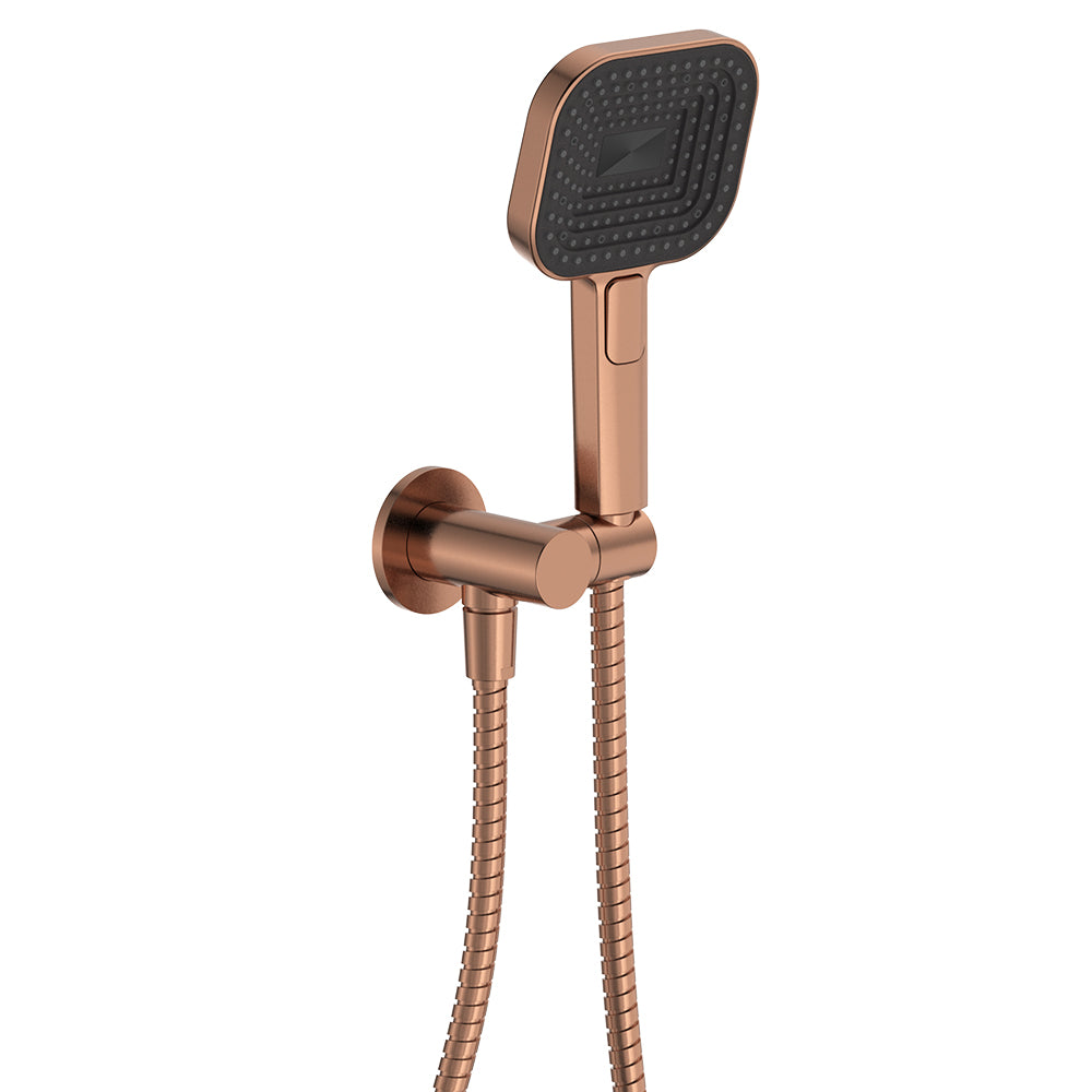 Fienza Kuro Hand Shower Round Plate Soft Square Head Brushed Copper