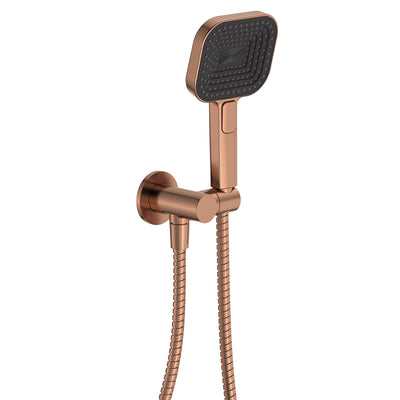 Fienza Kuro Hand Shower Round Plate Soft Square Head Brushed Copper