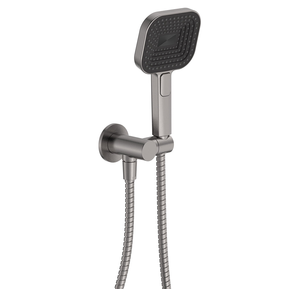 Fienza Kuro Hand Shower Round Plate Soft Square Head Gun Metal