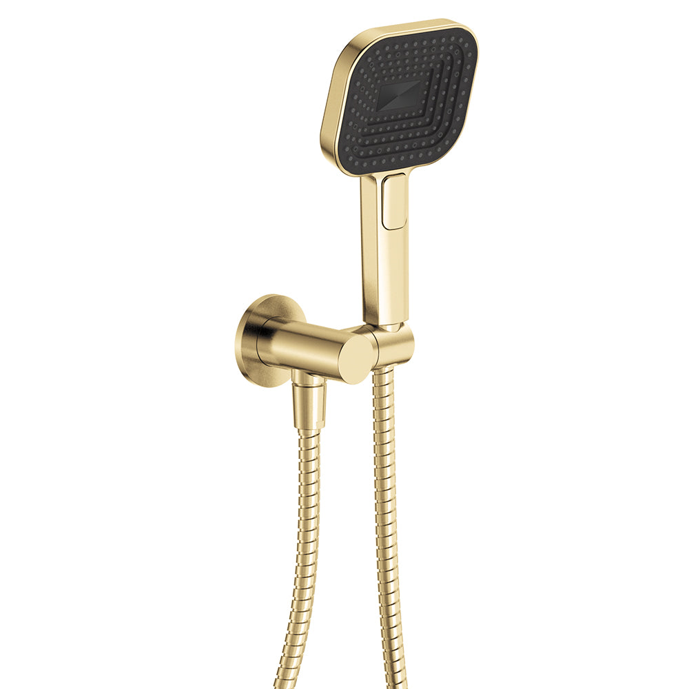 Fienza Kuro Hand Shower Round Plate Soft Square Head Urban Brass