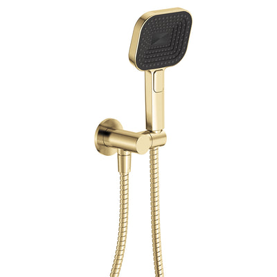 Fienza Kuro Hand Shower Round Plate Soft Square Head Urban Brass