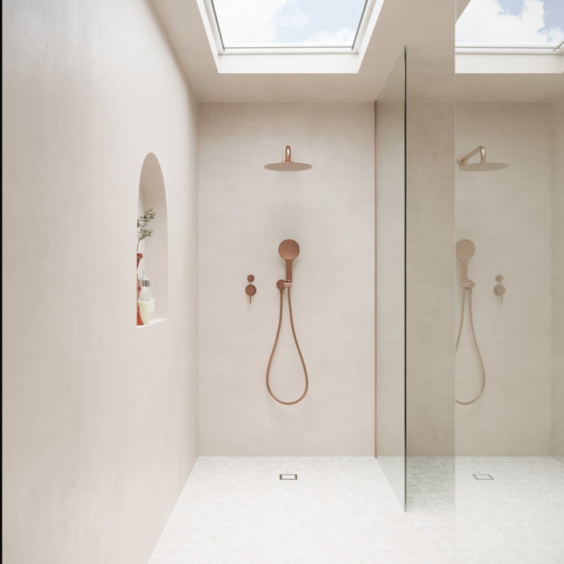 Fienza Kaya Hand Shower, Round Plate, Brushed Copper