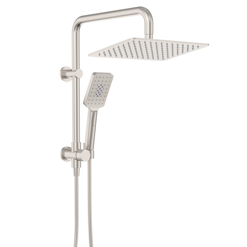 Fienza Tono Twin Half Rail Shower Brushed Nickel