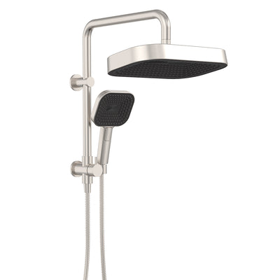 Fienza Kuro Twin Half Rail Shower Soft Square Head Brushed Nickel