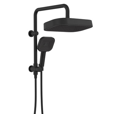 Fienza Kuro Twin Half Rail Shower Soft Square Head Matte Black