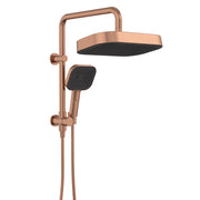Fienza Kuro Twin Half Rail Shower Soft Square Head Brushed Copper