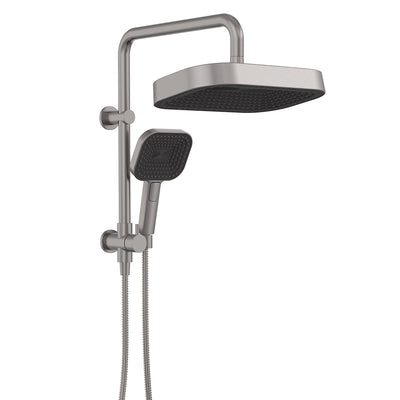 Fienza Kuro Twin Half Rail Shower Soft Square Head Gun Metal