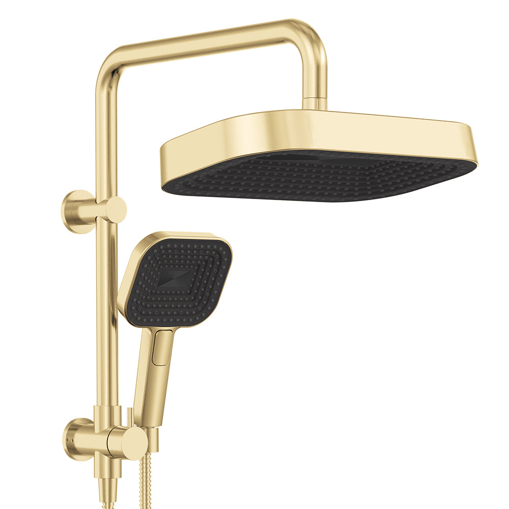 Fienza Kuro Twin Half Rail Shower Soft Square Head Urban Brass