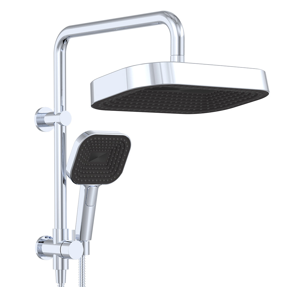 Fienza Kuro Twin Half Rail Shower Soft Square Head Chrome