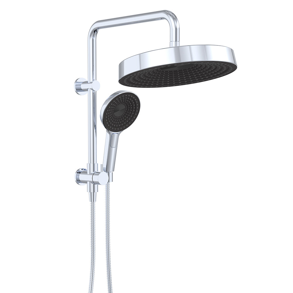 Fienza Kuro Twin Half Rail Shower Round Head Chrome
