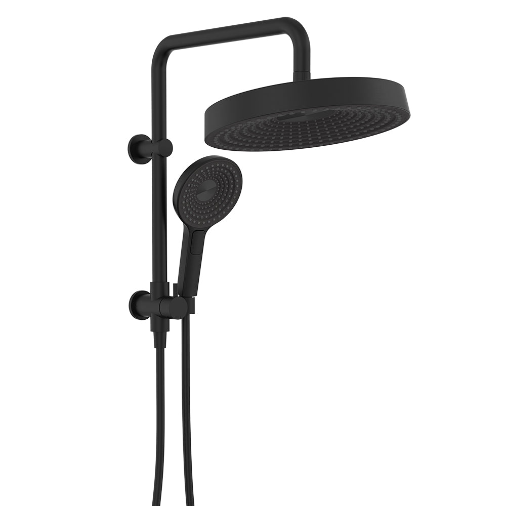 Fienza Kuro Twin Half Rail Shower Round Head Matte Black