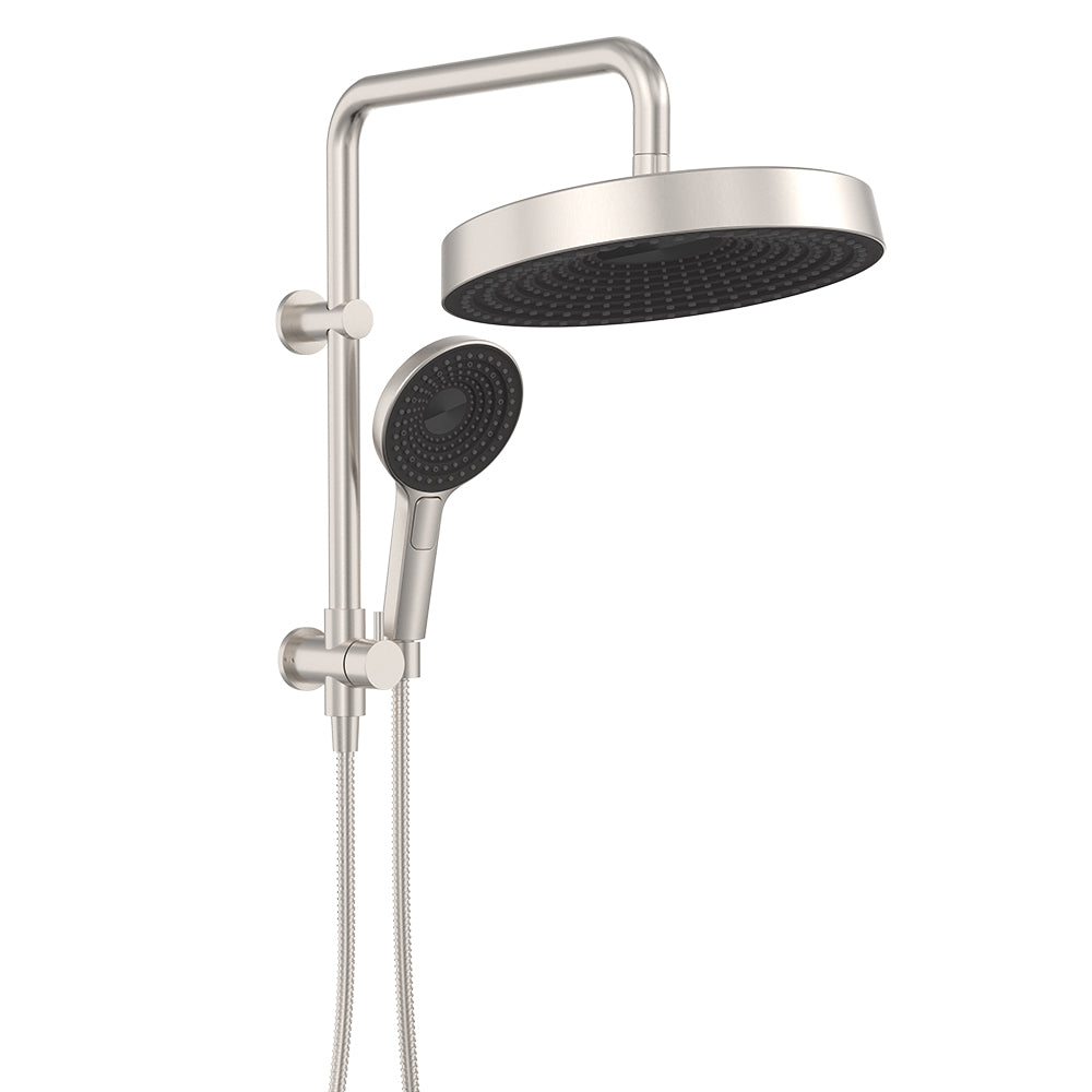 Fienza Kuro Twin Half Rail Shower Round Head Brushed Nickel
