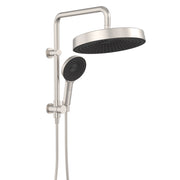 Fienza Kuro Twin Half Rail Shower Round Head Brushed Nickel