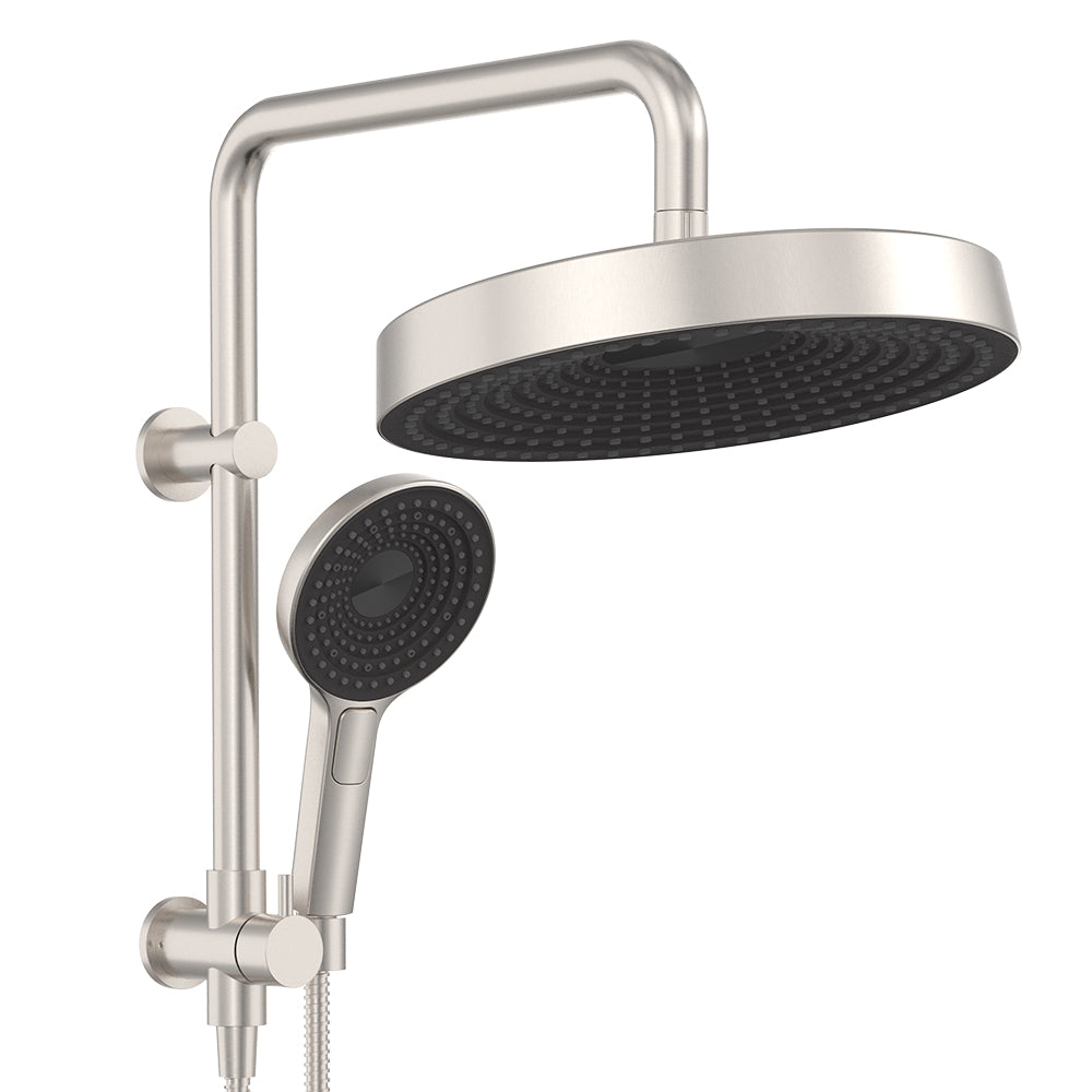 Fienza Kuro Twin Half Rail Shower Round Head Brushed Nickel