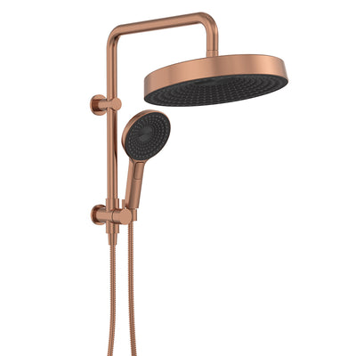 Fienza Kuro Twin Half Rail Shower Round Head Brushed Copper