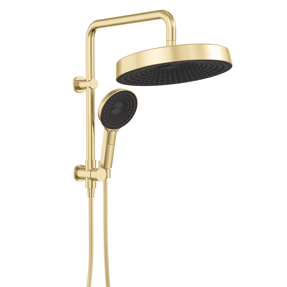 Fienza Kuro Twin Half Rail Shower Round Head Urban Brass