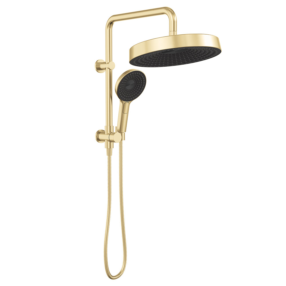 Fienza Kuro Twin Half Rail Shower Round Head Urban Brass