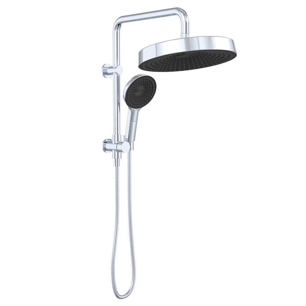 Fienza Kuro Twin Half Rail Shower Round Head Chrome