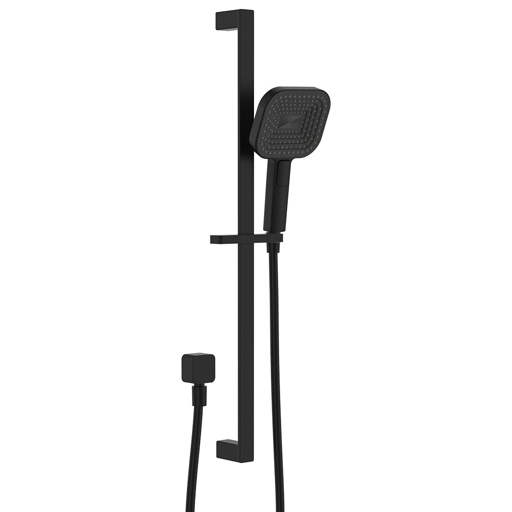 Fienza Kuro Rail Shower Soft Square Head Matte Black