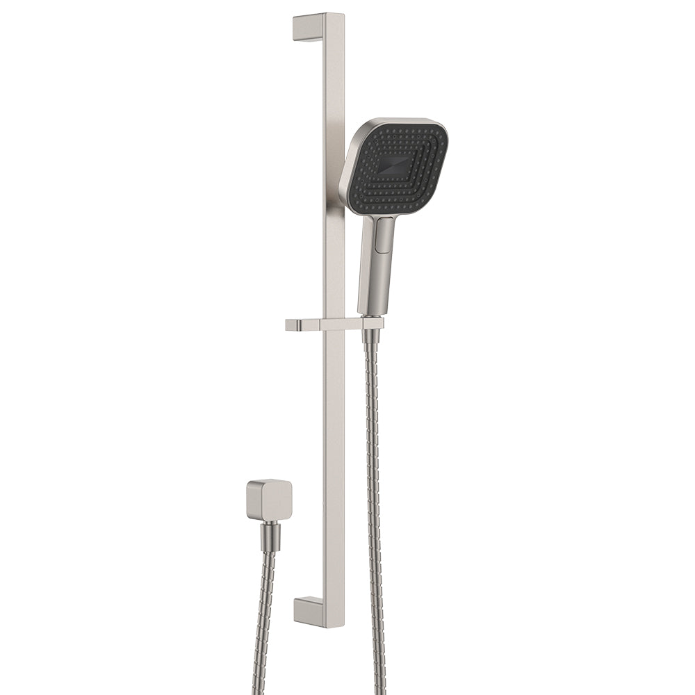 Fienza Kuro Rail Shower Soft Square Head Brushed Nickel