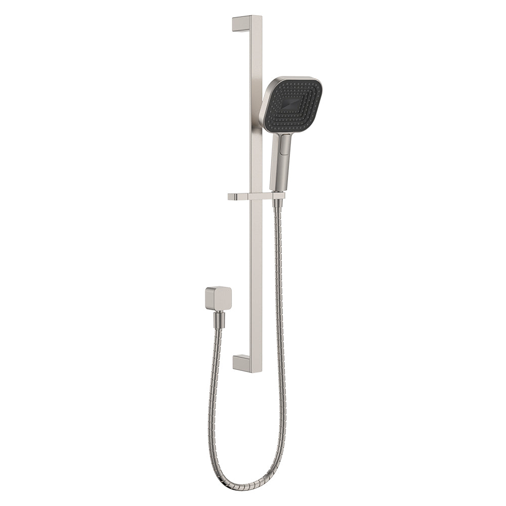 Fienza Kuro Rail Shower Soft Square Head Brushed Nickel