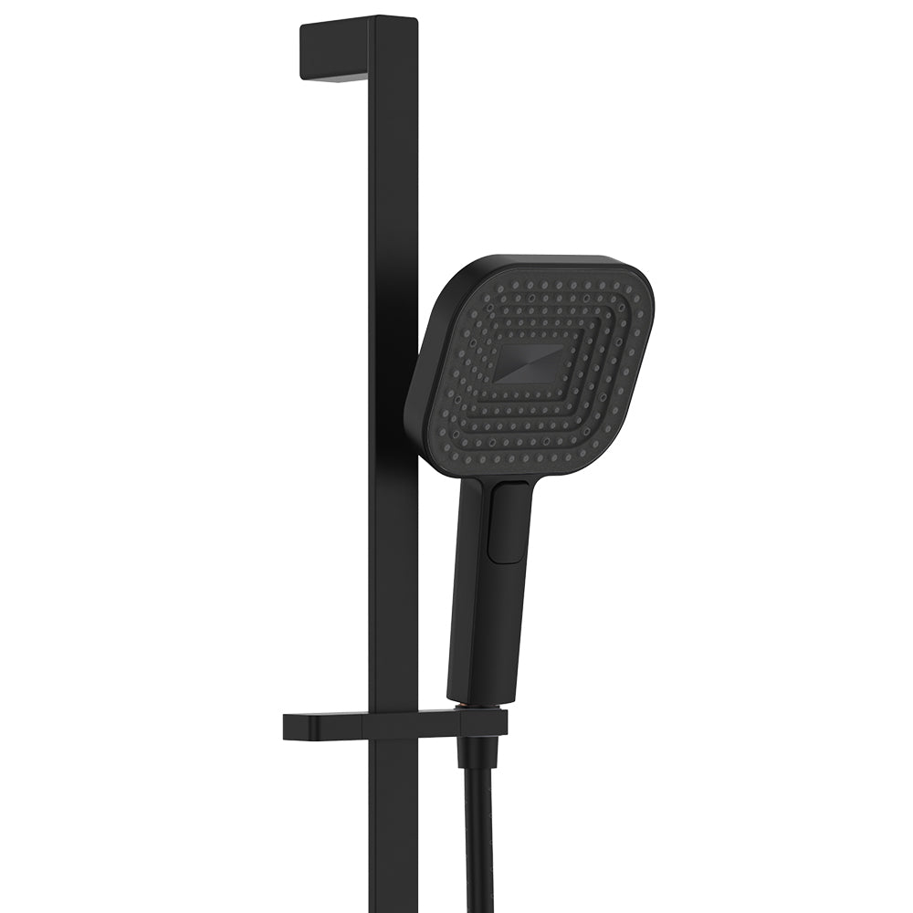 Fienza Kuro Rail Shower Soft Square Head Matte Black
